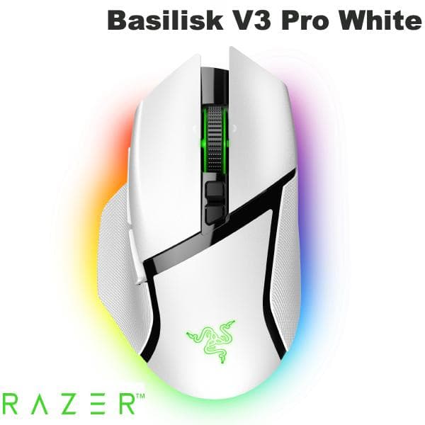 【Razer公式】 Razer Basilisk V3 Pro 有線 / Bluetooth 5.0 / 2.4GHz ワイヤレス 両対応 チルトホイール搭載 光学式 ゲーミングマウス White Edition # RZ01-04620200-R3A1 レーザー (マウス)